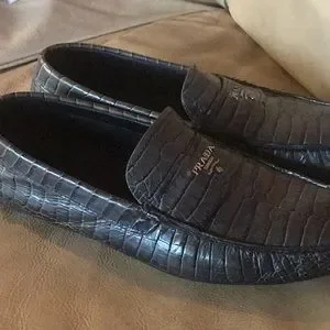 Prada | Shoes | Prada Reptile Leather Print Loafers Size Uk  display picture 1